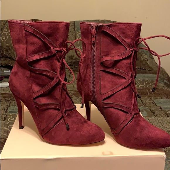Madison | Shoes | Dark Red Suede Ankle Boots | Poshmark